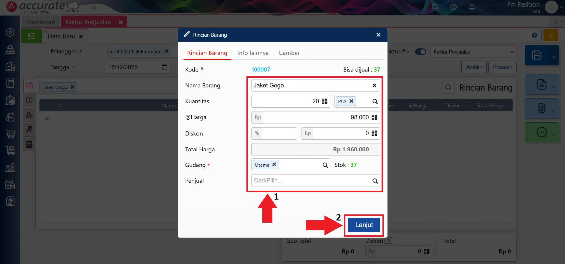 membuat faktur penjualan cicilan